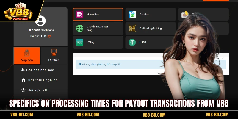 Specifics on processing times for payout transactions from VB8